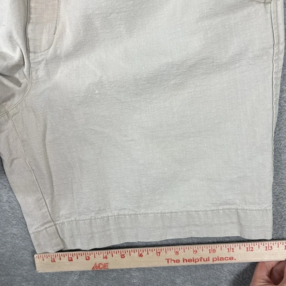 Eddie Bauer Shorts Mens XL Beige Elastic Waist Webbing Belt‎ Hiking Utility